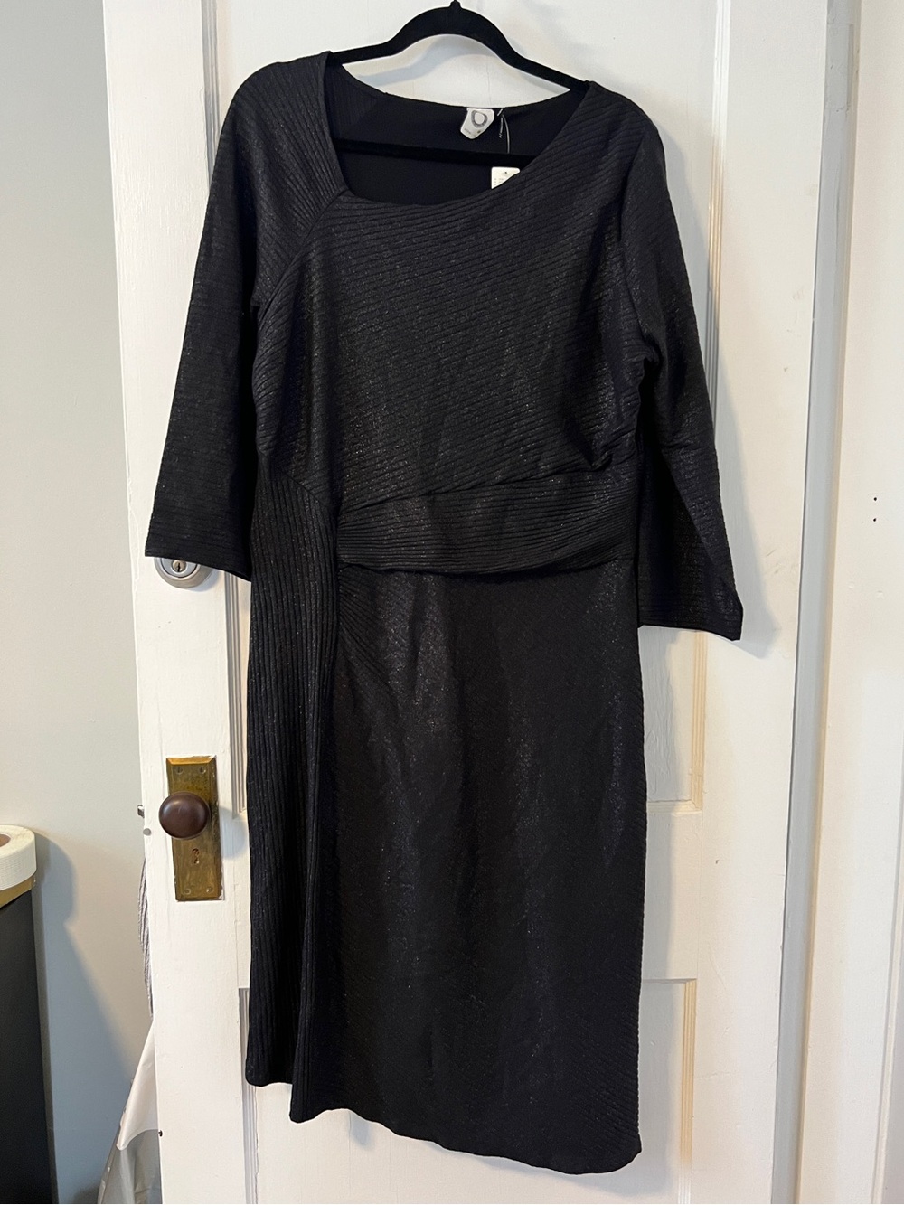 NWT Anthropologie Akemi + Kin Black Metallic Asymmetrical Midi Dress Size XL LBD